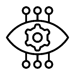 Automated Optical Inspection (AOI) system icon representing precision inspection of electronic components and circuit boards